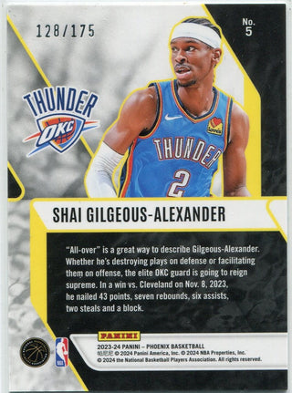 Shai Gilgeous-Alexander 2023 - 2024 Panini Phoenix Fade To Black Yellow Cracked Ice Card #5 128/175