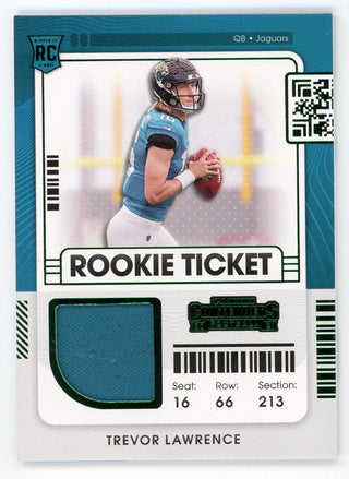 Trevor Lawrence 2021 Panini Contender Rookie Ticket Game-Worn Jersey #RTS-TRL Card