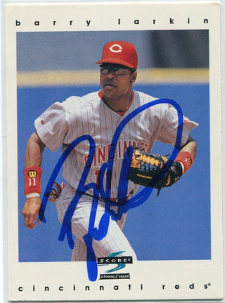 Barry Larkin 1996 Pinnacle Autographed Card JSA Certified