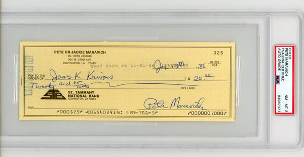Pete Maravich Autographed Check (PSA)