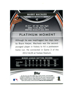 Manny Machado 2013 Topps Silver Platinum Moment #42 Card