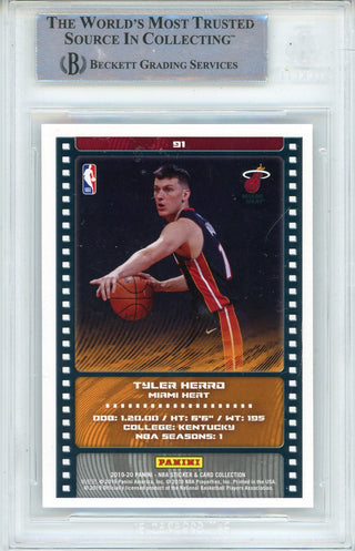 Tyler Herro Autographed 2019-20 Panini Stickers Silver Foil Rookie Card #91 (BGS)