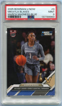 Mikayla Blakes 2025 Bowman U Now March Madness Blue Parallel Card #9 PSA Graded 9
