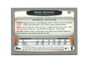 Manny Machado 2013 Topps Bowman Chrome #205 Card