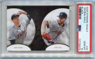 Tarik Skubal/ Chris Sale 2025 Topps Dynamic Duals Black Parallel Card #44 45/50 PSA Graded 10