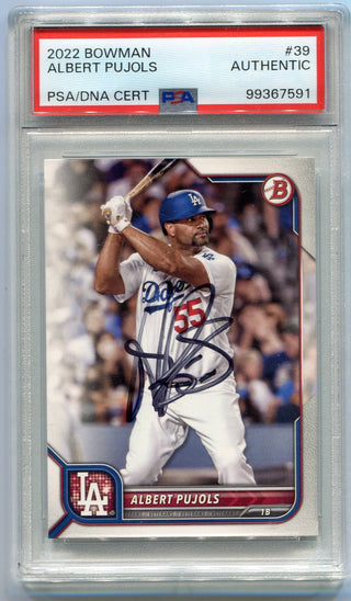 Albert Pujols 2022 Bowman Autographed Card #39 PSA/DNA Certified