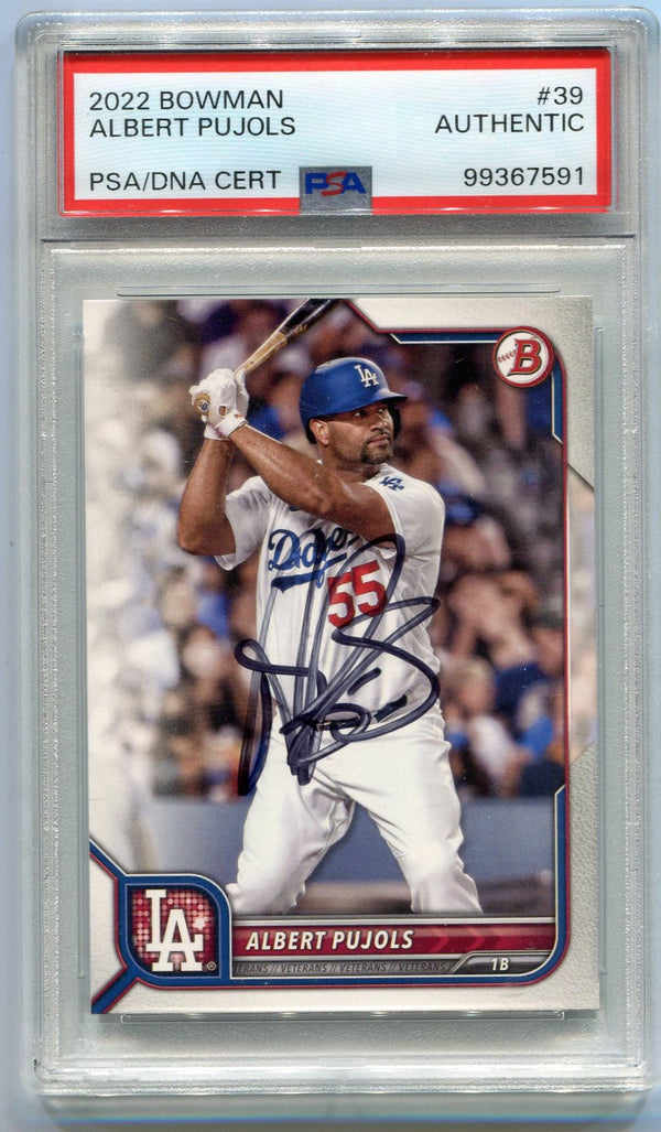 Albert Pujols 2022 Bowman Autographed Card #39 PSA/DNA Certified