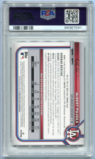 Albert Pujols 2022 Bowman Autographed Card #39 PSA/DNA Certified