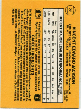 Bo Jackson 1987 Donruss Rated Rookie RC #35