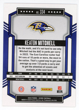 Keaton Mitchell 2023 Panini Score Rookie Card #334