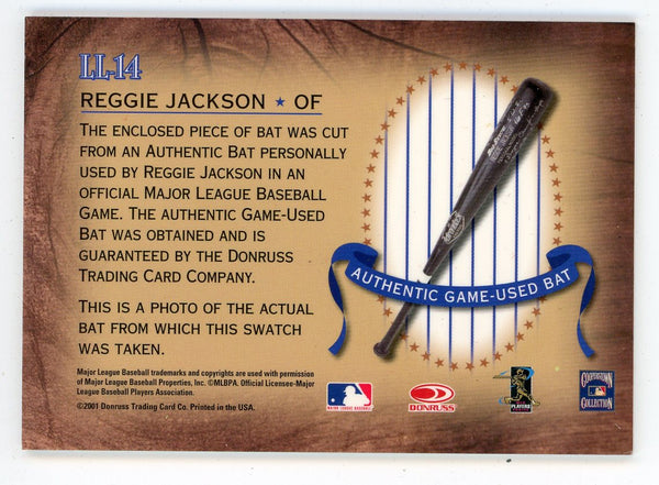 Reggie Jackson 2001 Donruss Legendary Lumberjacks Bat Relic #LL-14