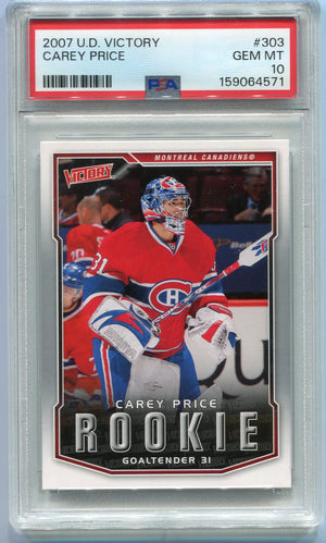Carey Price 2007 - 2008 Upper Deck Victory RC #303 PSA Graded 10