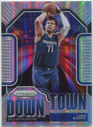 Luka Doncic 2020 - 2021 Panini Prizm Downtown Silver Prizm Card #13