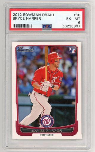 Bryce Harper 2012 Bowman Draft #10 Rookie Card PSA Mint 6