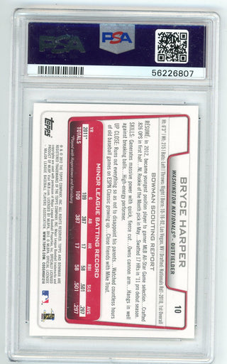 Bryce Harper 2012 Bowman Draft #10 Rookie Card PSA Mint 6