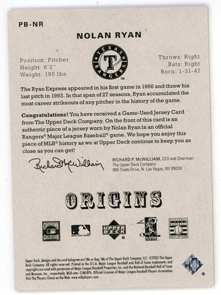 Nolan Ryan 2005 Upper Deck Origins Patch Relic #PB-NR