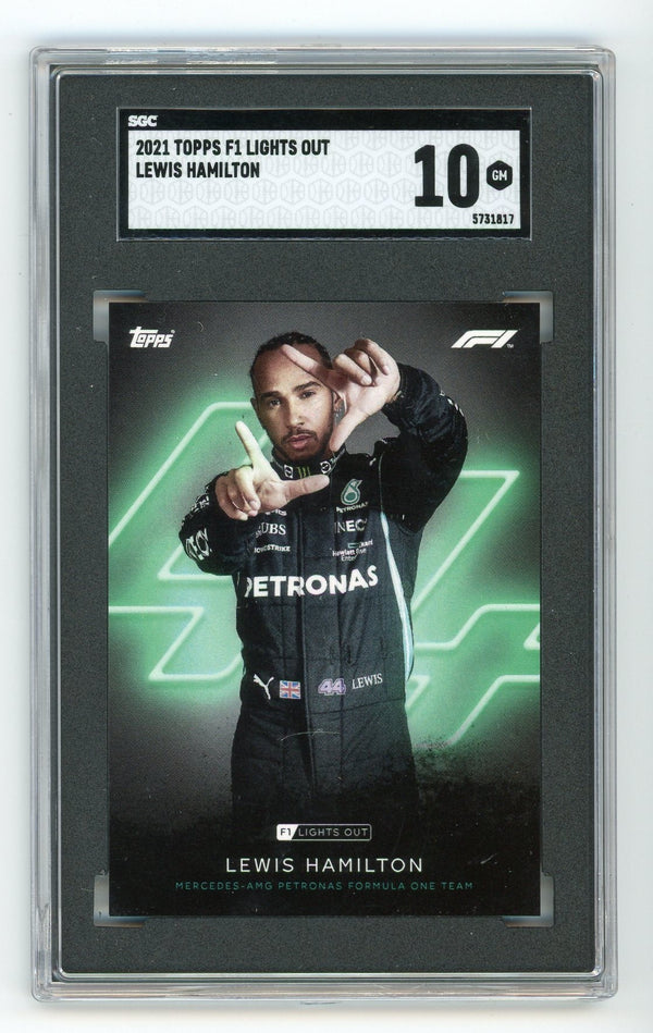 Lewis Hamilton 2021 Topps F1 Lights Out Card (SGC 10)