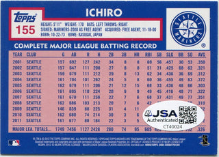 Ichiro Suzuki 2012 Topps Autographed Card JSA Certified