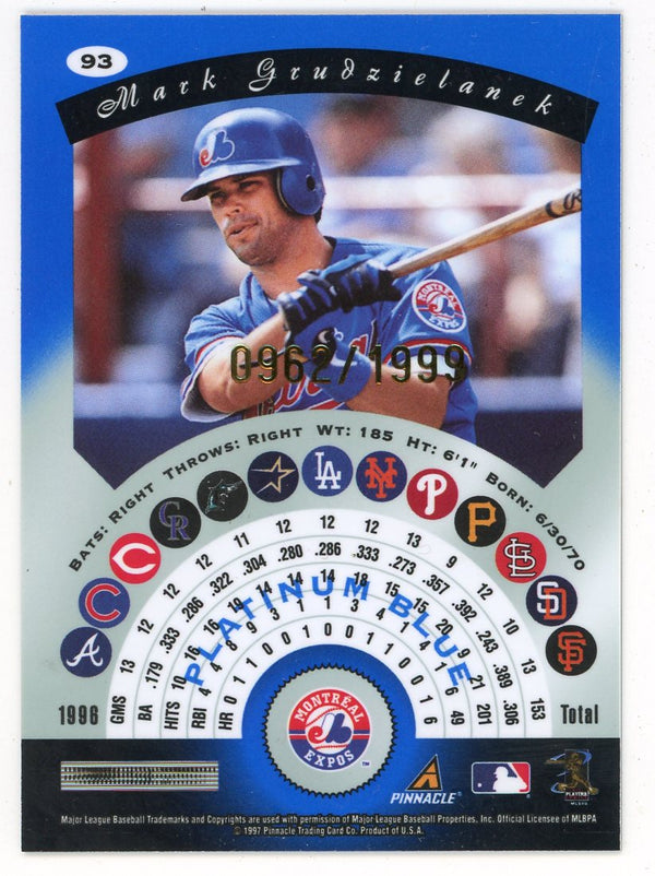 Mark Grudzielanek 1997 Pinnacle Platinum Blue #93