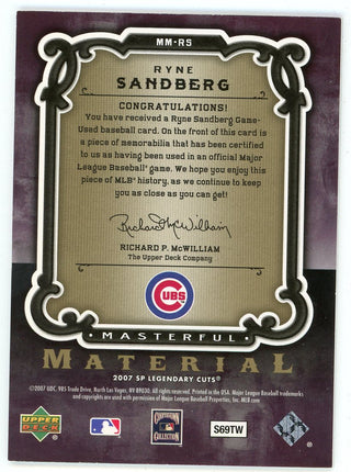 Ryne Sandberg 2007 Upper Deck Masterful Material Bat Relic #MM-RS