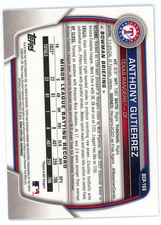 Anthony Gutierrez 2023 Topps Bowman Chrome #BCP-166