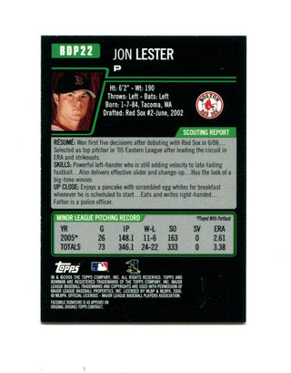 Jon Lester 2006 Topps Bowman Rookie #BDP22 Card
