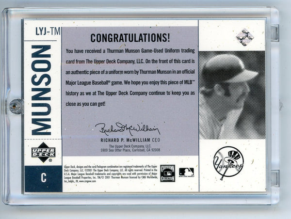 Thurman Munson 2001 Upper Deck Legends of New York Patch Relic #LYYJ-TM