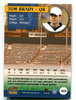 Tom Brady 2000 Pacific #403 Card 155/999