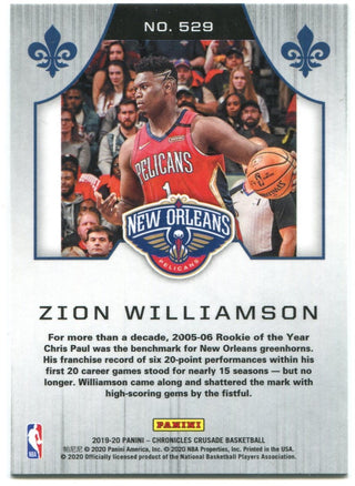 Zion Williamson Panini Chronicles Crusade Rookie 2020