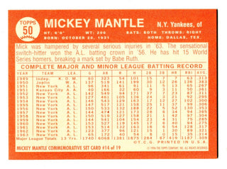 Mickey Mantle 1996 Topps Commemorative Set #50 Card