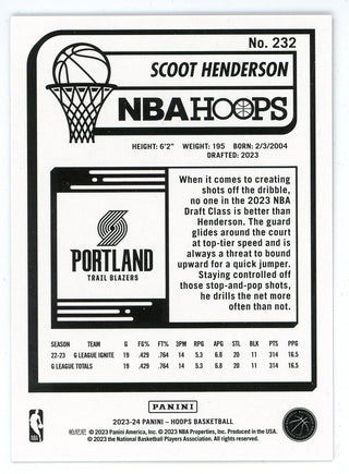 Scoot Henderson 2023-24 Panini Hoops Purple #232