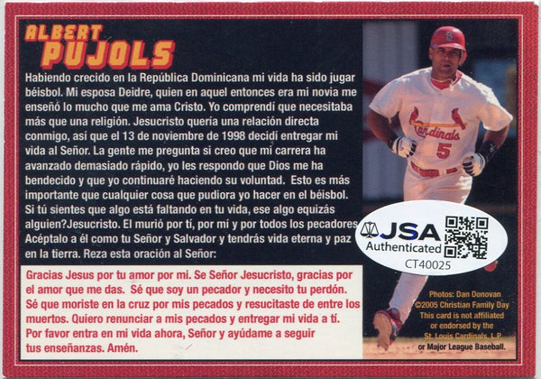 Albert Pujols 2005 Autographed Card JSA Certified