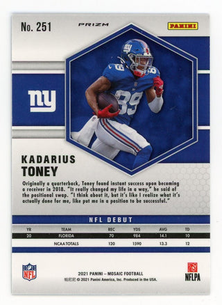 Kadarius Toney 2021 Panini Mosaic NFL Debut #251 Card