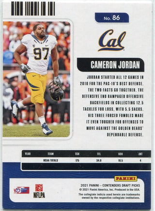 Cameron Jordan 2021 Panini Contenders Draft Picks Game Ticket Blue Explosion Card #86 26/39
