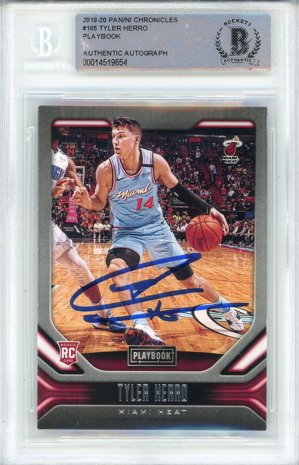 Tyler Herro Autographed 2019-20 Panini Chronicles Playbook Rookie Card #185 (BGS)