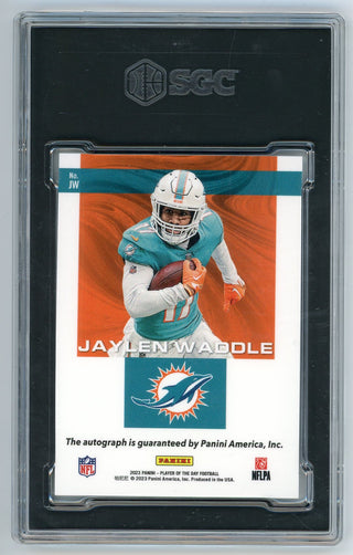 Jaylen Waddle 2023 Panini Player of the Day Autographed #JW SGC 10 Auto 9.5 Grade