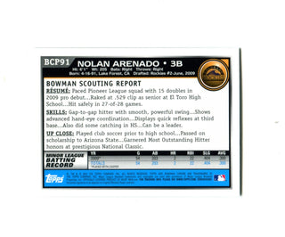Nolan Arenado 2010 Topps 1st Bowman Silver Chrome #BCP91 Card