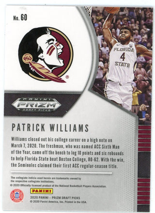 Patrick Williams 2020 Panini Prizm Draft Pick Prizm Rookie Card #60