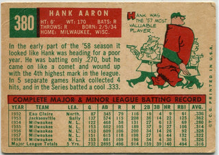 Hank Aaron 1959 Topps Card #380