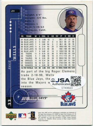 David Wells 1999 Upper Deck MVP Autographed Card JSA Certified