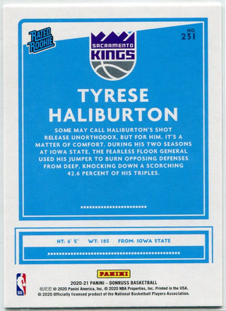 Tyrese Haliburton 2020 - 2021 Panini Rated Rookie RC #231