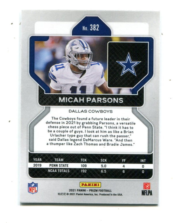 Micah Parsons 2021 Panini Prizm Rookie Card #382