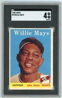 Willie Mays 1958 Topps Baseball Card #5 SGC 4