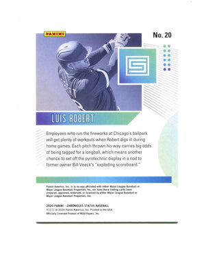 Luis Robert 2020 Panini Chronicles #20 Card 09/99