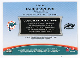 Jared Odrick Autographed 2010 Topps Prime Rookie Card #PAR-JO