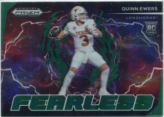 Quinn Ewers 2025 Panini Prizm Draft Picks Fearless Green Prizm RC #F-QES