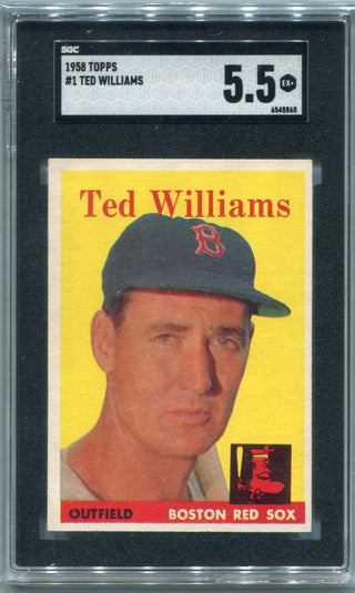 Ted Williams 1958 Topps Card #1 SGC Graded 5.5