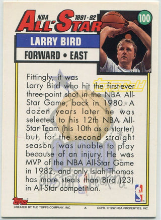 Larry Bird 1992 - 1993 Topps All-Star Gold Card #100
