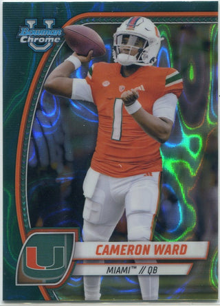 Cameron Ward 2024 Bowman Chrome University Teal Lava Refractor Card #38
