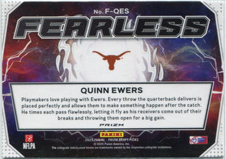 Quinn Ewers 2025 Panini Prizm Draft Picks Fearless Green Prizm RC #F-QES